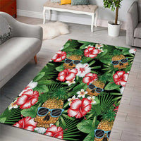 Pineapple Skull Aloha Hawaii Area Rug Summer Vibes Tropical Seamless Pattern - Polynesian Pride