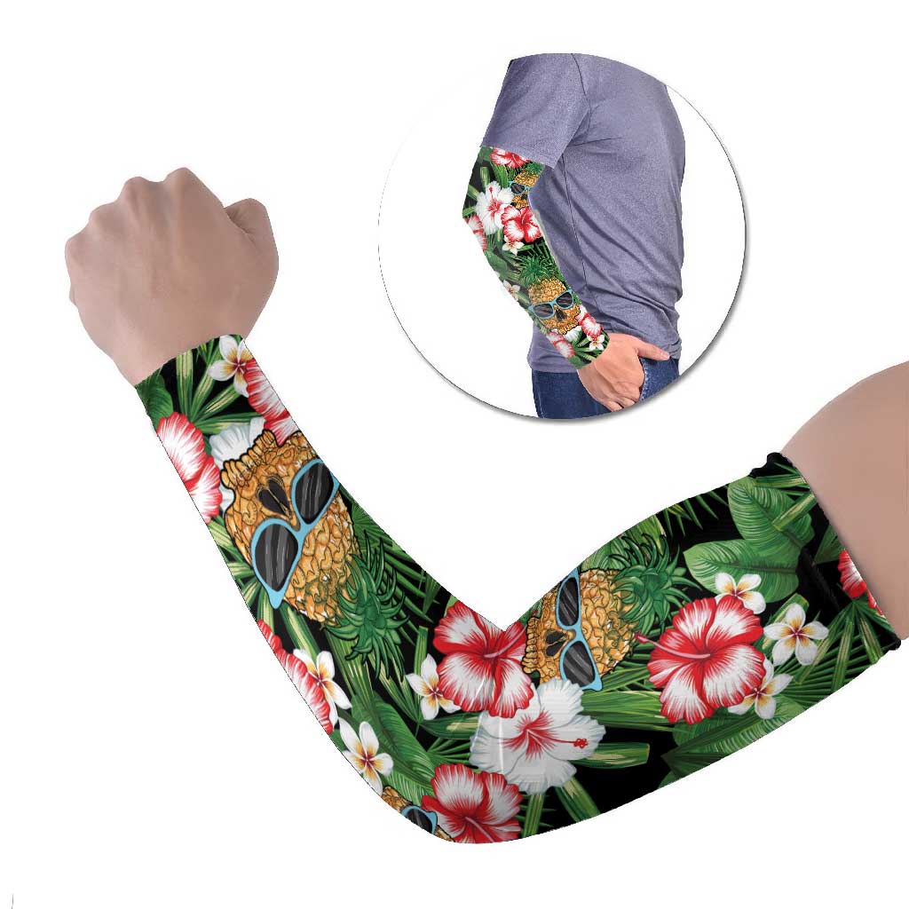Pineapple Skull Aloha Hawaii Arm Sleeves Summer Vibes Tropical Seamless Pattern - Polynesian Pride