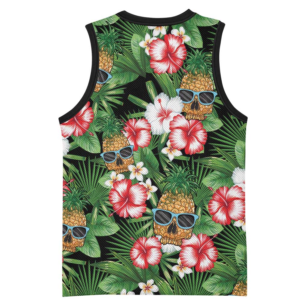 Pineapple Skull Aloha Hawaii Basketball Jersey Summer Vibes Tropical Seamless Pattern LT14 - Polynesian Pride