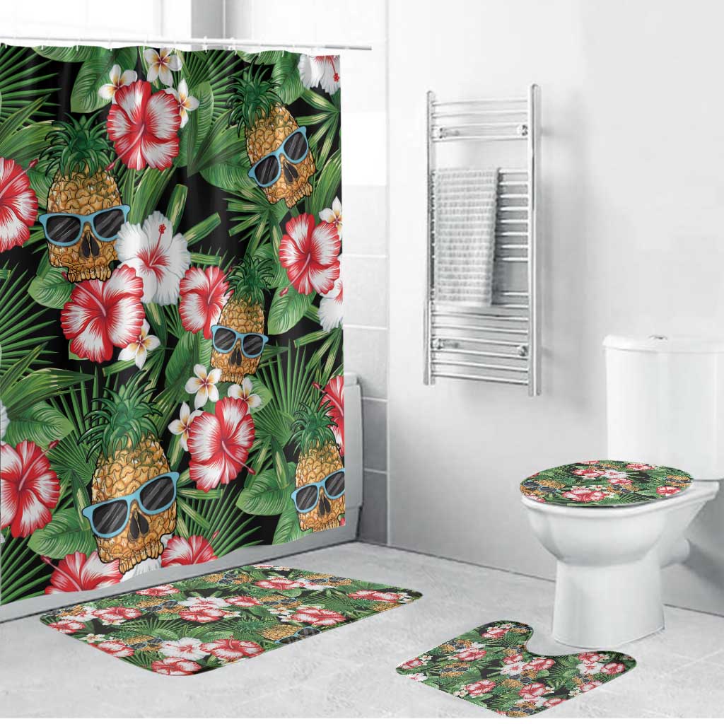 Pineapple Skull Aloha Hawaii Bathroom Set Summer Vibes Tropical Seamless Pattern - Polynesian Pride