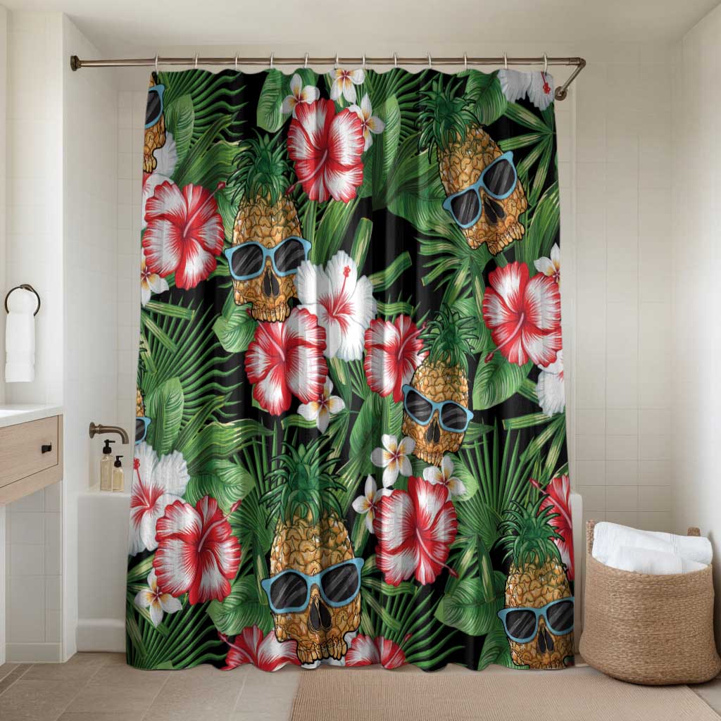 Pineapple Skull Aloha Hawaii Bathroom Set Summer Vibes Tropical Seamless Pattern - Polynesian Pride