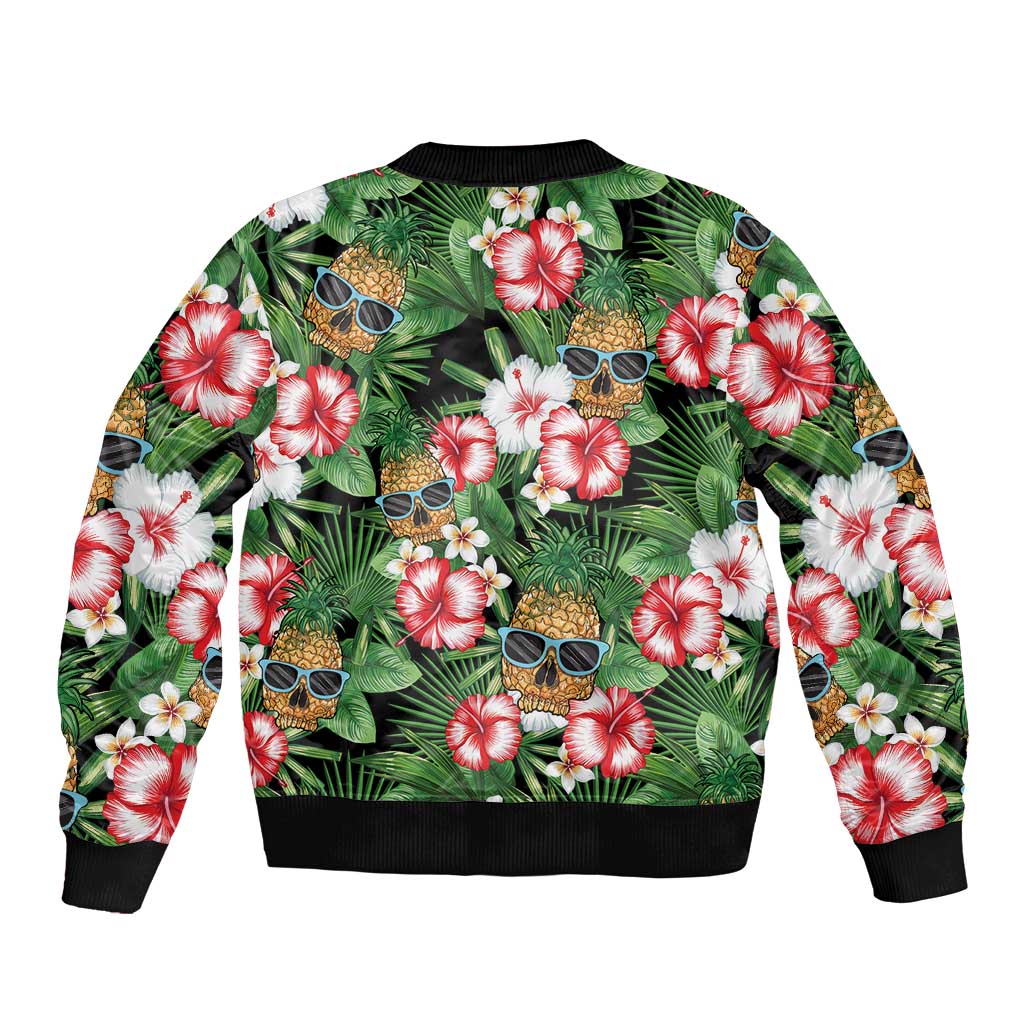 Pineapple Skull Aloha Hawaii Bomber Jacket Summer Vibes Tropical Seamless Pattern - Polynesian Pride