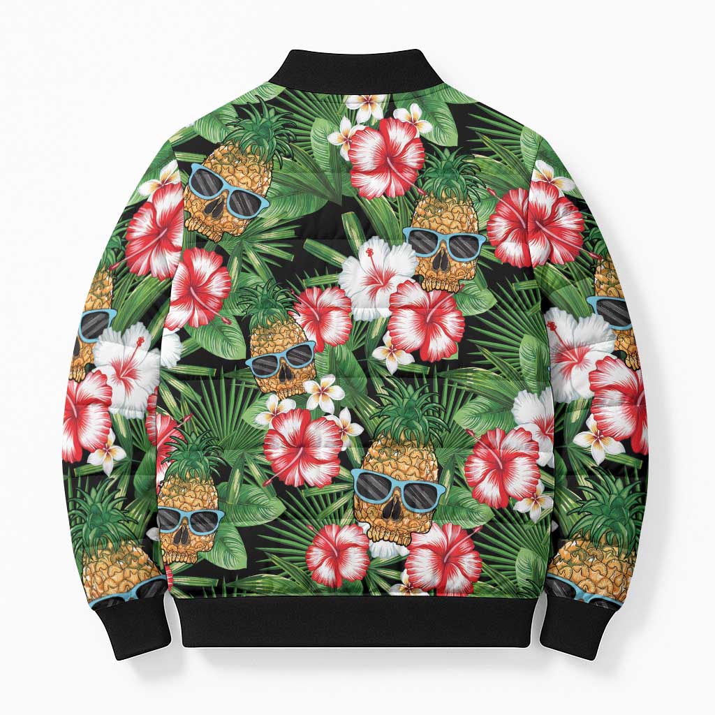 Pineapple Skull Aloha Hawaii Bomber Puffer Jacket Summer Vibes Tropical Seamless Pattern LT14 - Polynesian Pride