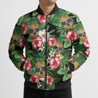 Pineapple Skull Aloha Hawaii Bomber Puffer Jacket Summer Vibes Tropical Seamless Pattern LT14 - Polynesian Pride