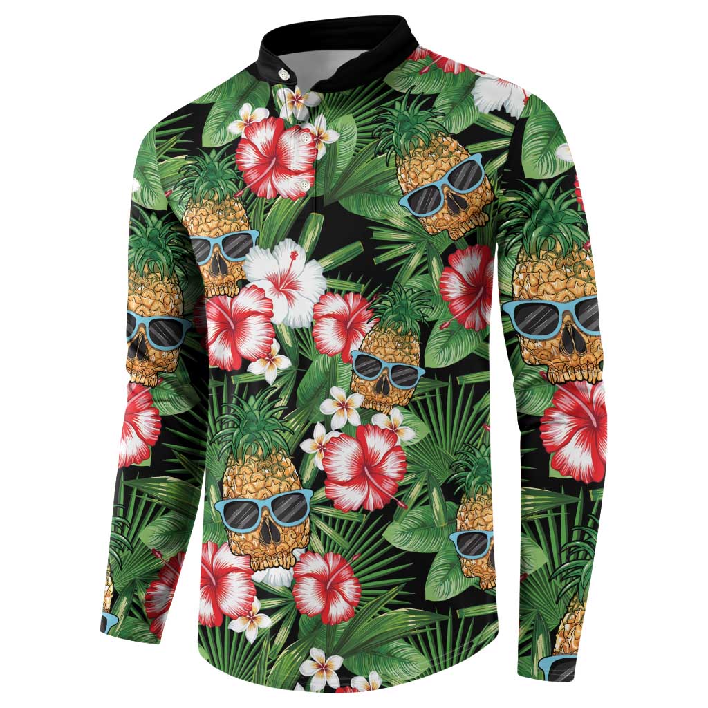 Pineapple Skull Aloha Hawaii Button Sweatshirt Summer Vibes Tropical Seamless Pattern LT14 - Polynesian Pride