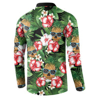 Pineapple Skull Aloha Hawaii Button Sweatshirt Summer Vibes Tropical Seamless Pattern LT14 - Polynesian Pride