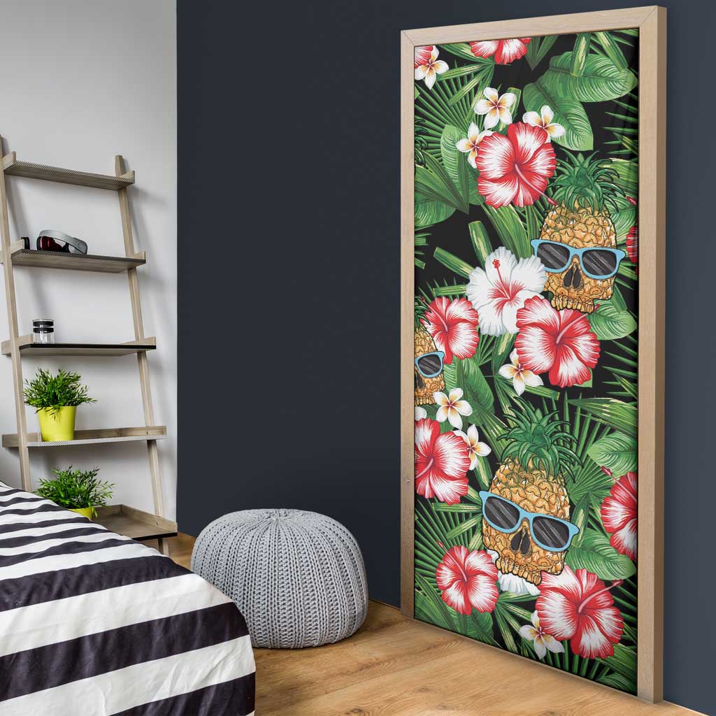 Pineapple Skull Aloha Hawaii Door Cover Summer Vibes Tropical Seamless Pattern - Polynesian Pride