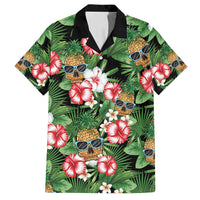 Pineapple Skull Aloha Hawaii Family Matching Puletasi and Hawaiian Shirt Summer Vibes Tropical Seamless Pattern LT14 Dad's Shirt - Short Sleeve Black - Polynesian Pride