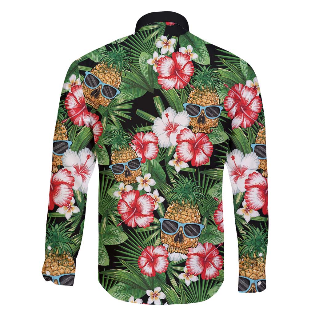 Pineapple Skull Aloha Hawaii Family Matching Tank Maxi Dress and Hawaiian Shirt Summer Vibes Tropical Seamless Pattern - Polynesian Pride