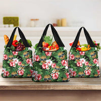 Pineapple Skull Aloha Hawaii Grocery Bag Summer Vibes Tropical Seamless Pattern LT14 3-pack One Size Black - Polynesian Pride