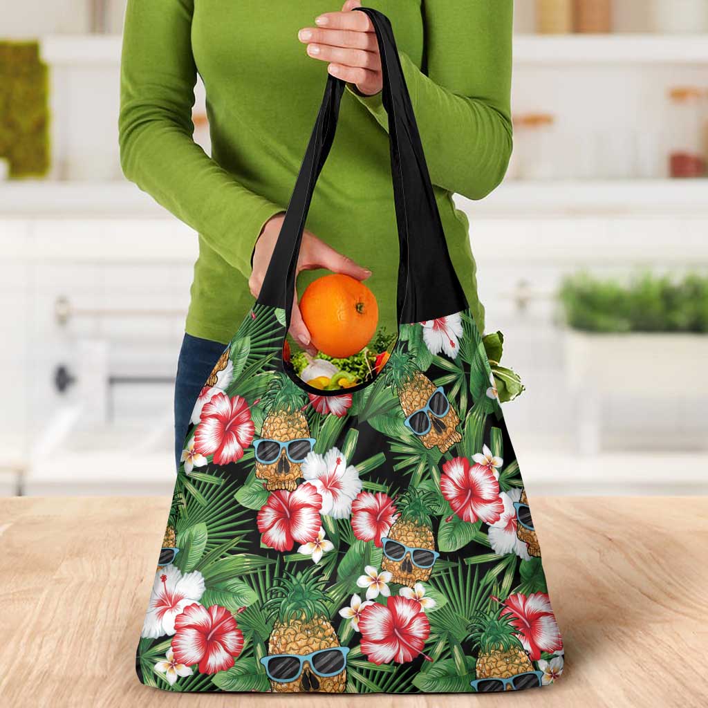Pineapple Skull Aloha Hawaii Grocery Bag Summer Vibes Tropical Seamless Pattern LT14 - Polynesian Pride
