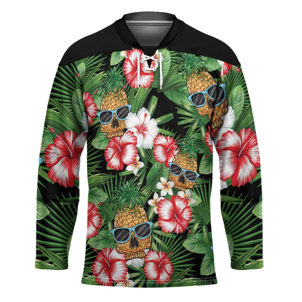 Pineapple Skull Aloha Hawaii Hockey Jersey Summer Vibes Tropical Seamless Pattern - Polynesian Pride