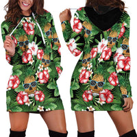 Pineapple Skull Aloha Hawaii Hoodie Dress Summer Vibes Tropical Seamless Pattern - Polynesian Pride
