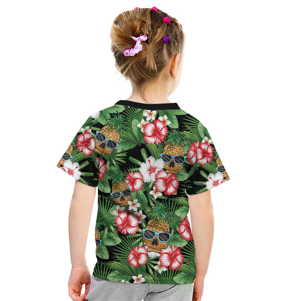 Pineapple Skull Aloha Hawaii Kid T Shirt Summer Vibes Tropical Seamless Pattern - Polynesian Pride