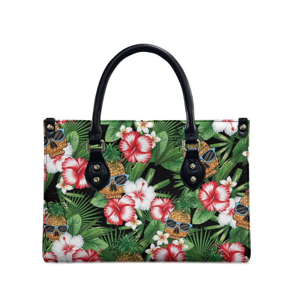 Pineapple Skull Aloha Hawaii Leather Bag Summer Vibes Tropical Seamless Pattern - Polynesian Pride