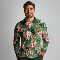 Pineapple Skull Aloha Hawaii Long Sleeve Polo Shirt Summer Vibes Tropical Seamless Pattern LT14 - Polynesian Pride