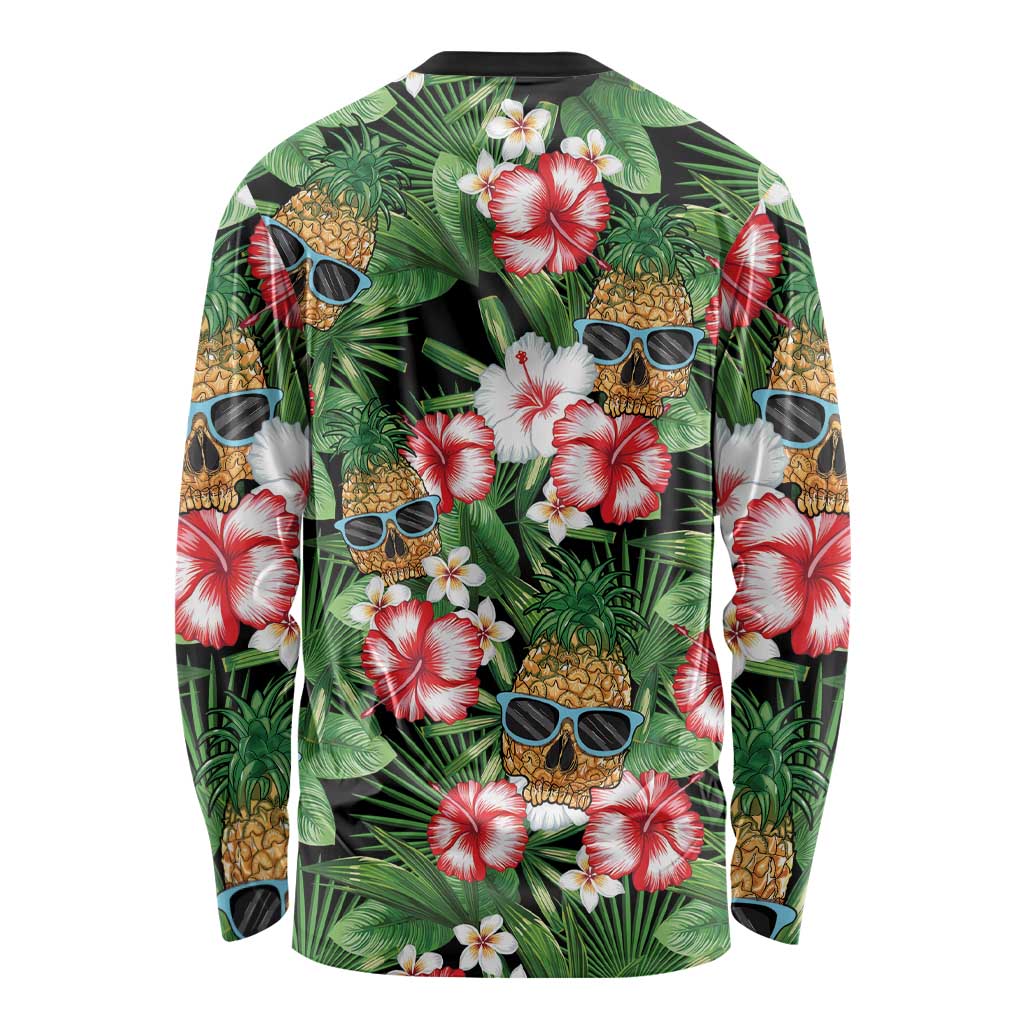 Pineapple Skull Aloha Hawaii Long Sleeve Shirt Summer Vibes Tropical Seamless Pattern LT14 - Polynesian Pride