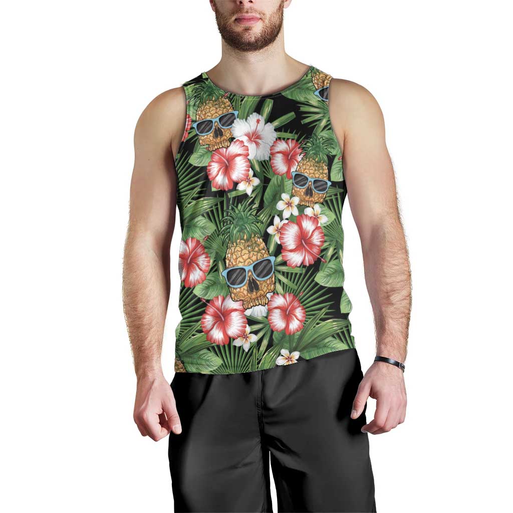 Pineapple Skull Aloha Hawaii Men Tank Top Summer Vibes Tropical Seamless Pattern LT14 - Polynesian Pride