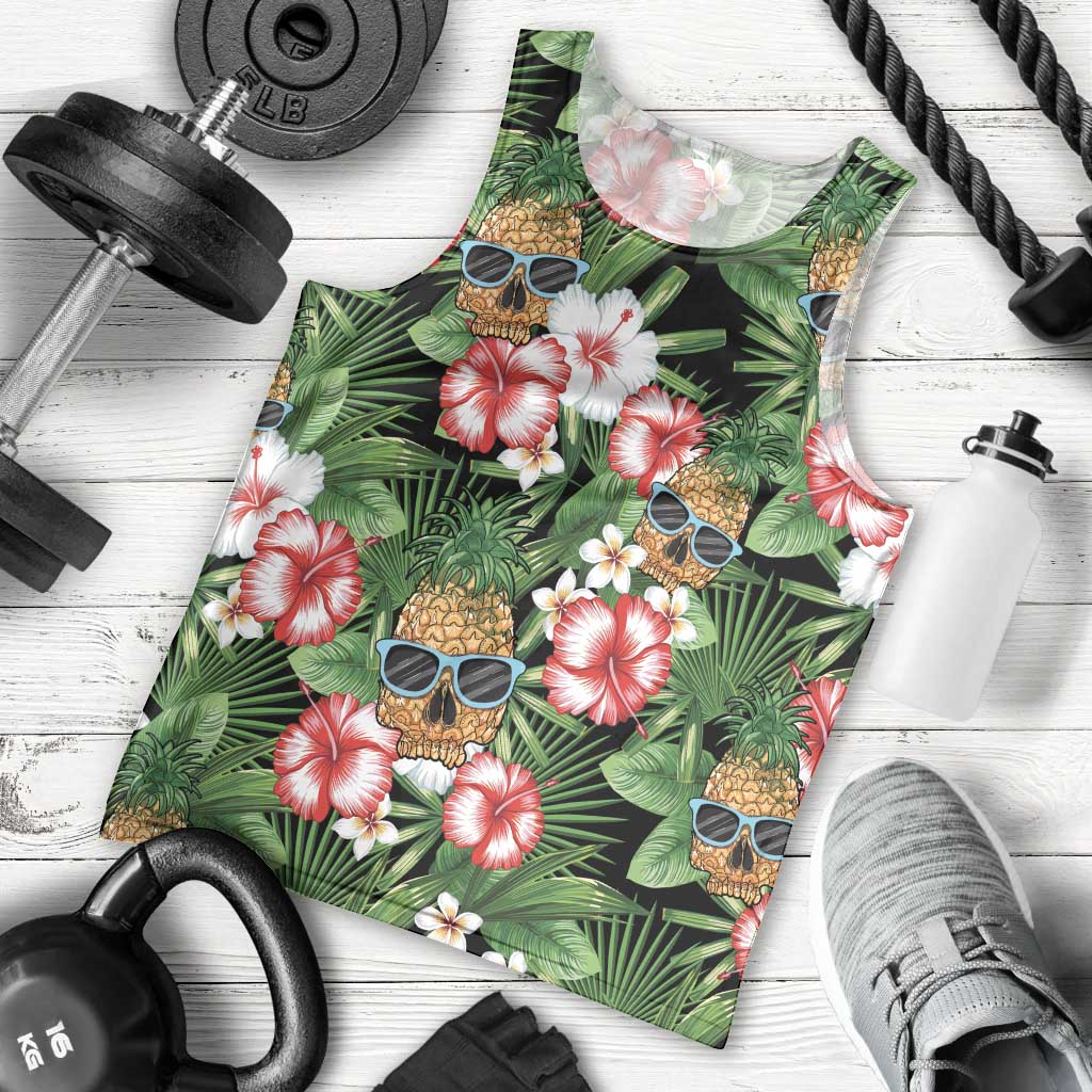 Pineapple Skull Aloha Hawaii Men Tank Top Summer Vibes Tropical Seamless Pattern LT14 - Polynesian Pride