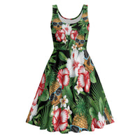 Pineapple Skull Aloha Hawaii Midi Dress Summer Vibes Tropical Seamless Pattern - Polynesian Pride