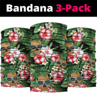 Pineapple Skull Aloha Hawaii Neck Gaiter Summer Vibes Tropical Seamless Pattern LT14