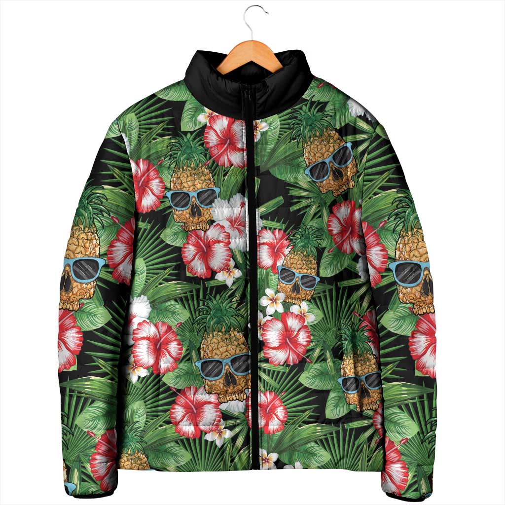Pineapple Skull Aloha Hawaii Padded Jacket Summer Vibes Tropical Seamless Pattern LT14 - Polynesian Pride