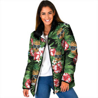 Pineapple Skull Aloha Hawaii Padded Jacket Summer Vibes Tropical Seamless Pattern LT14 Women Black - Polynesian Pride