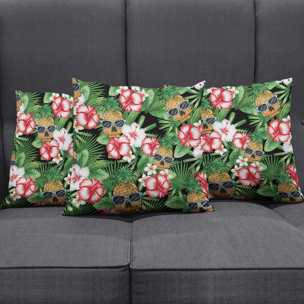 Pineapple Skull Aloha Hawaii Pillow Cover Summer Vibes Tropical Seamless Pattern - Polynesian Pride
