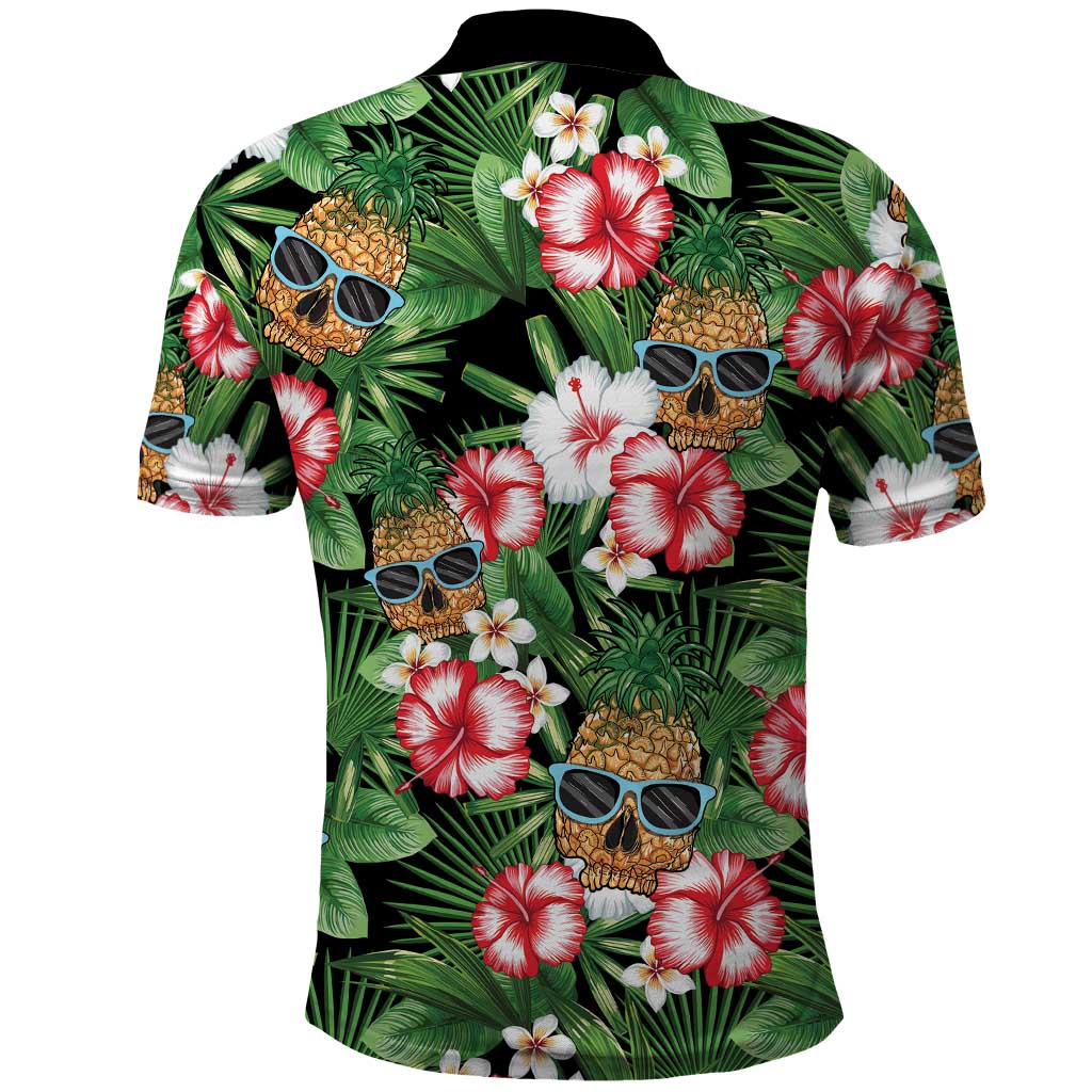 Pineapple Skull Aloha Hawaii Polo Shirt Summer Vibes Tropical Seamless Pattern - Polynesian Pride