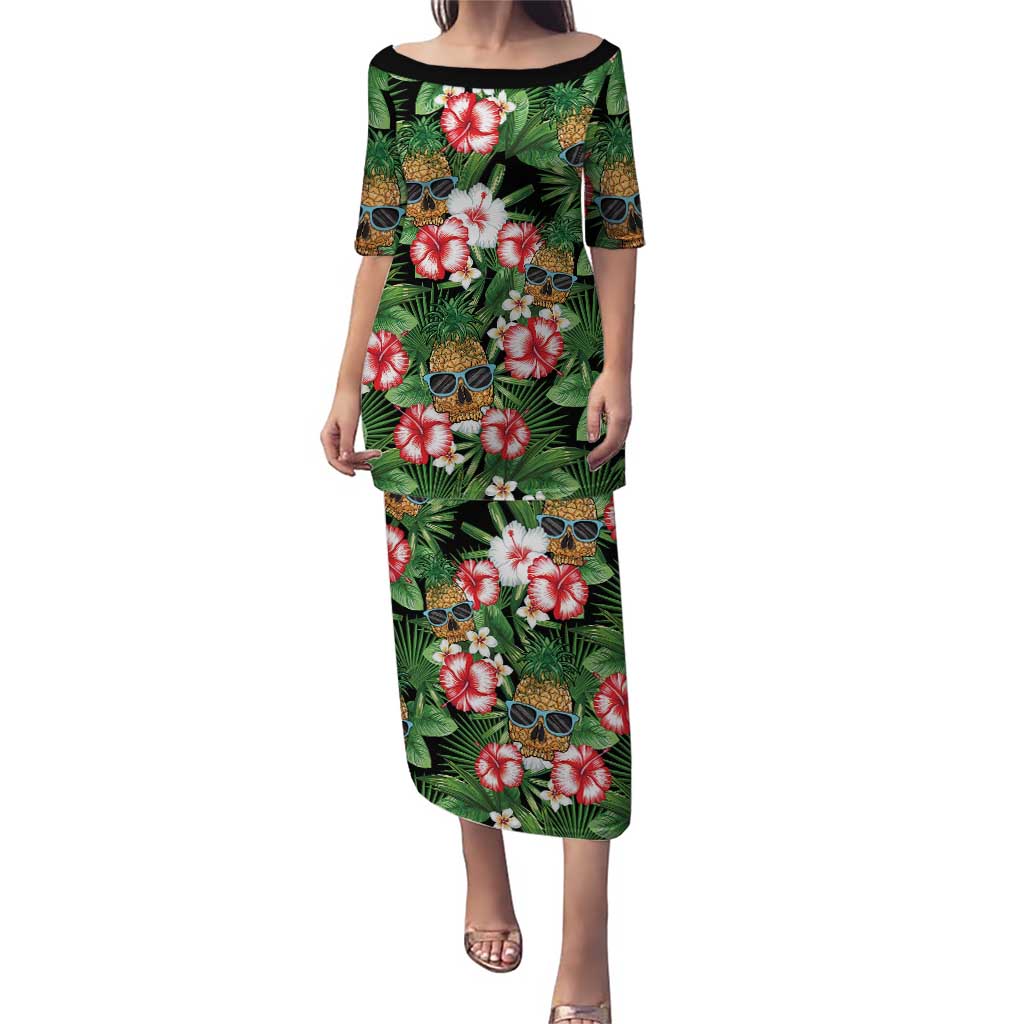 Pineapple Skull Aloha Hawaii Puletasi Summer Vibes Tropical Seamless Pattern - Polynesian Pride