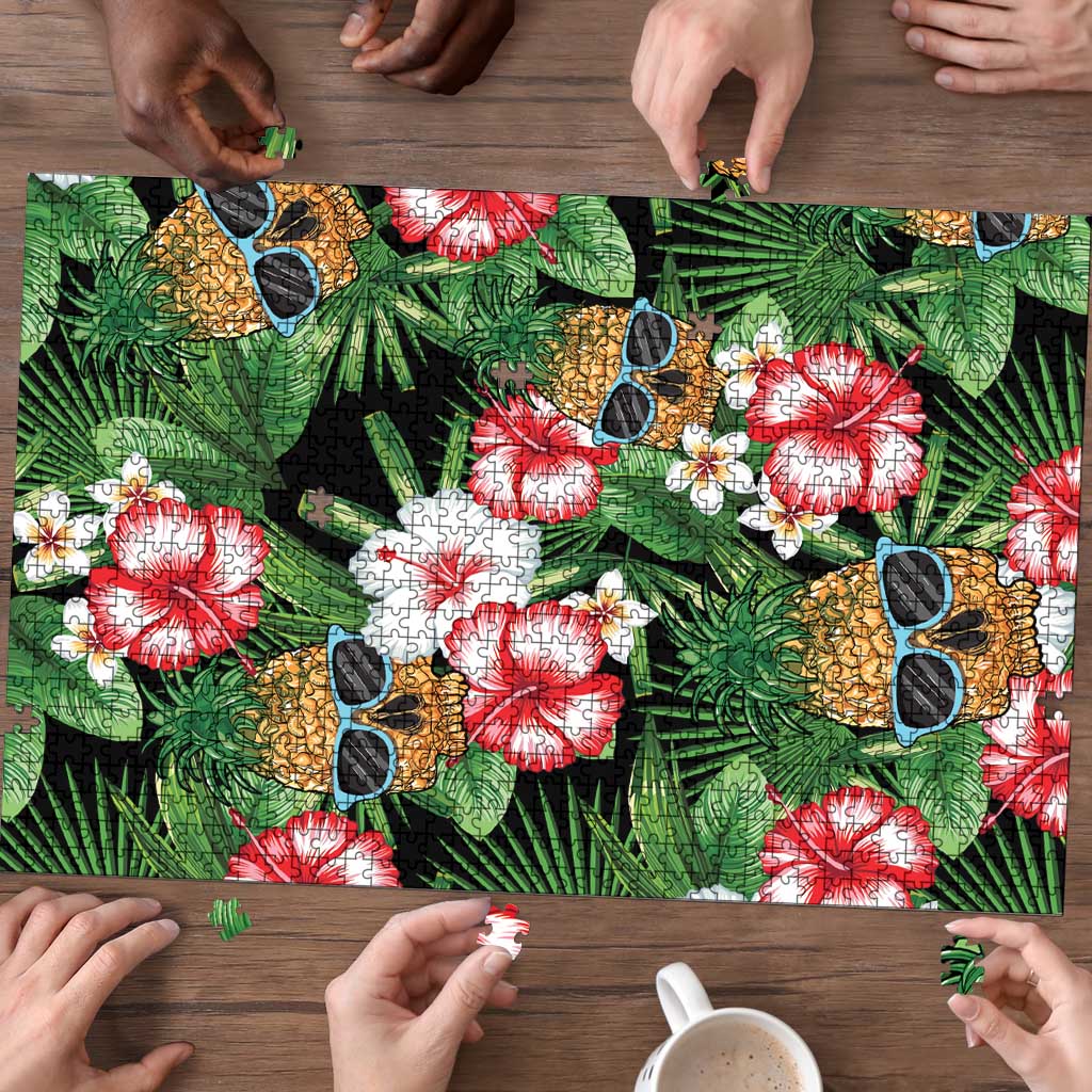 Pineapple Skull Aloha Hawaii Puzzle Summer Vibes Tropical Seamless Pattern LT14 - Polynesian Pride