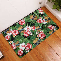 Pineapple Skull Aloha Hawaii Rubber Doormat Summer Vibes Tropical Seamless Pattern LT14 - Polynesian Pride