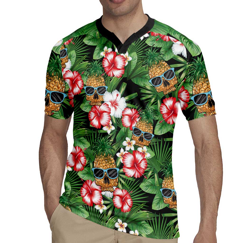 Pineapple Skull Aloha Hawaii Rugby Jersey Summer Vibes Tropical Seamless Pattern LT14 - Polynesian Pride