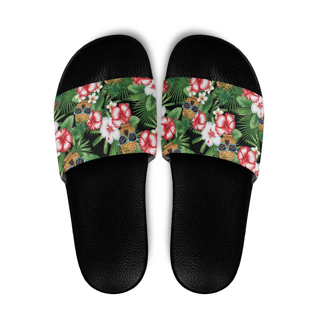 Pineapple Skull Aloha Hawaii Slide Sandals Summer Vibes Tropical Seamless Pattern - Polynesian Pride
