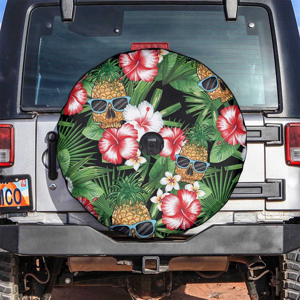 Pineapple Skull Aloha Hawaii Spare Tire Cover Summer Vibes Tropical Seamless Pattern - Polynesian Pride