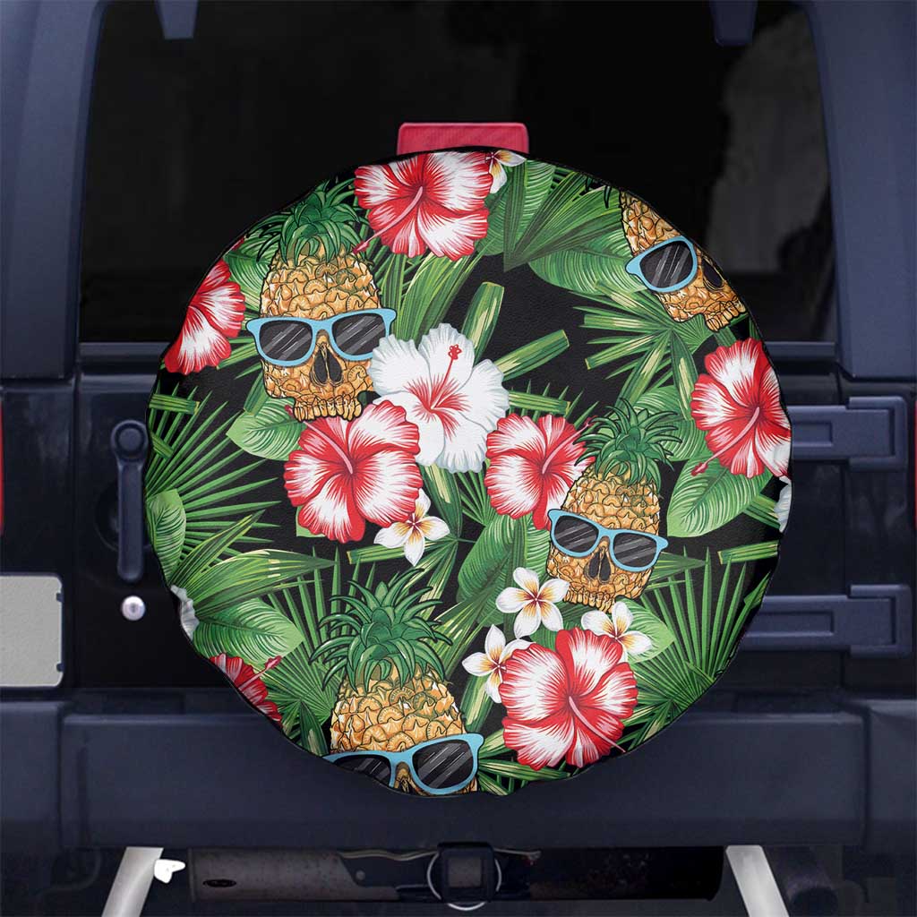 Pineapple Skull Aloha Hawaii Spare Tire Cover Summer Vibes Tropical Seamless Pattern - Polynesian Pride