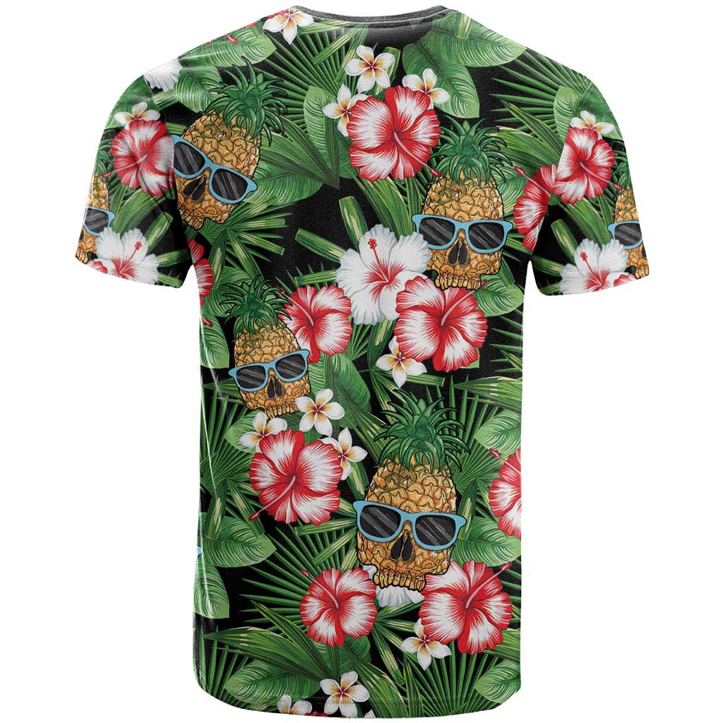Pineapple Skull Aloha Hawaii T Shirt Summer Vibes Tropical Seamless Pattern - Polynesian Pride