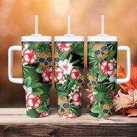 Pineapple Skull Aloha Hawaii Tumbler With Handle Summer Vibes Tropical Seamless Pattern - Polynesian Pride