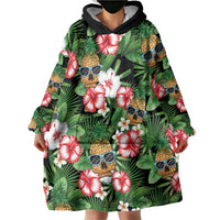 Pineapple Skull Aloha Hawaii Wearable Blanket Hoodie Summer Vibes Tropical Seamless Pattern LT14 - Polynesian Pride