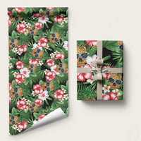 Pineapple Skull Aloha Hawaii Wrapping Paper Summer Vibes Tropical Seamless Pattern LT14 58" × 23" Black - Polynesian Pride