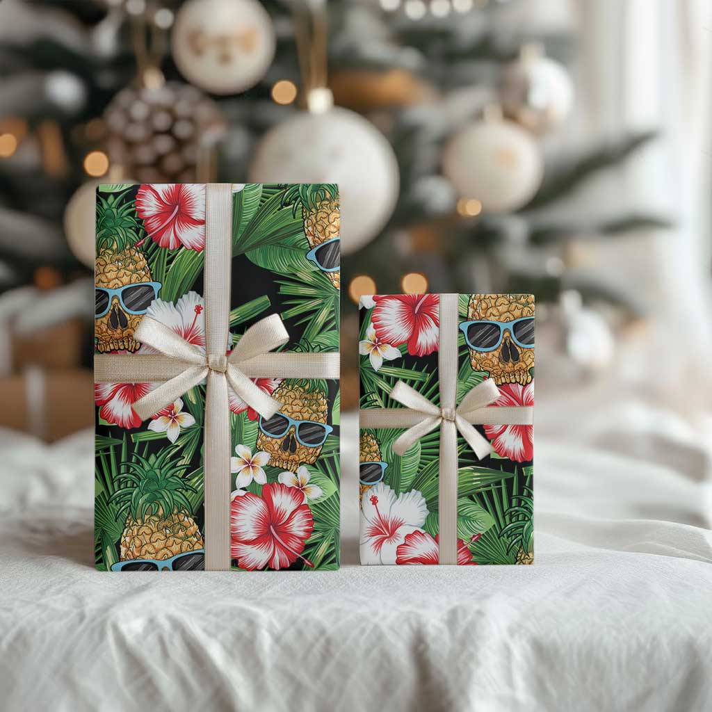 Pineapple Skull Aloha Hawaii Wrapping Paper Summer Vibes Tropical Seamless Pattern LT14 - Polynesian Pride