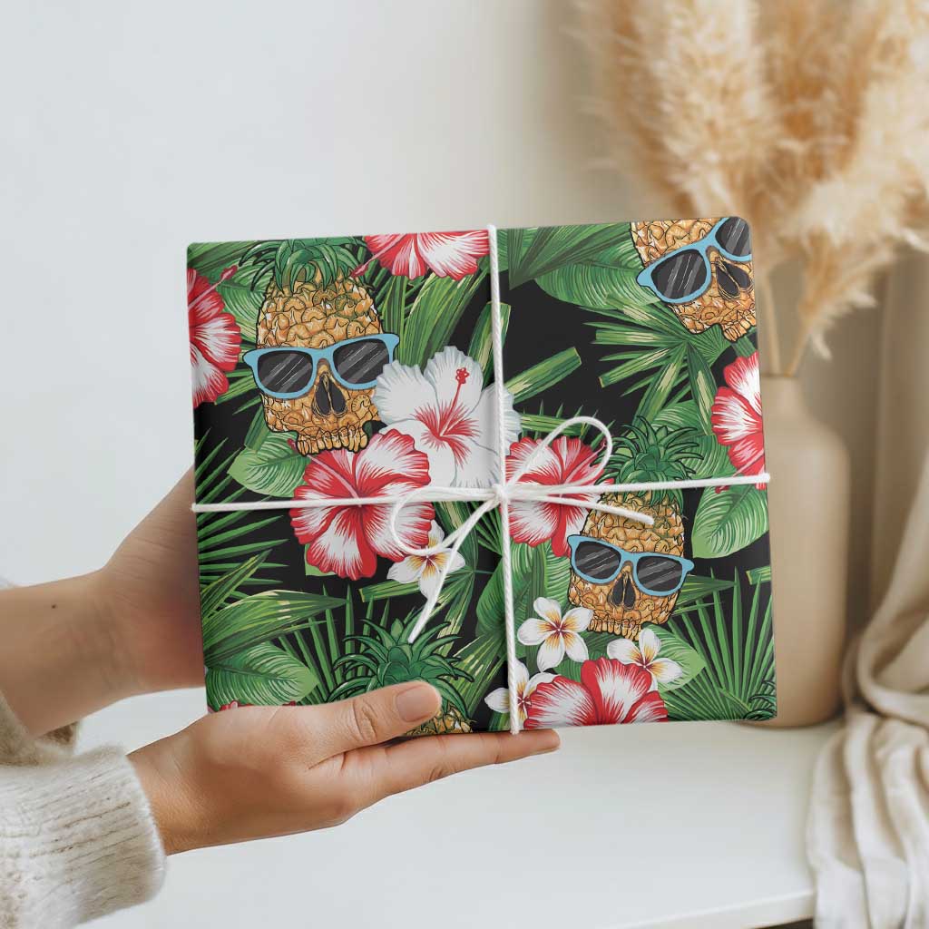 Pineapple Skull Aloha Hawaii Wrapping Paper Summer Vibes Tropical Seamless Pattern LT14 - Polynesian Pride