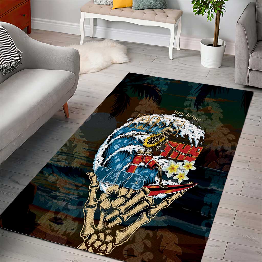 Aloha Hawaii Surfing Skull Area Rug Shaka Skeleton Ride The Waves - Polynesian Pride