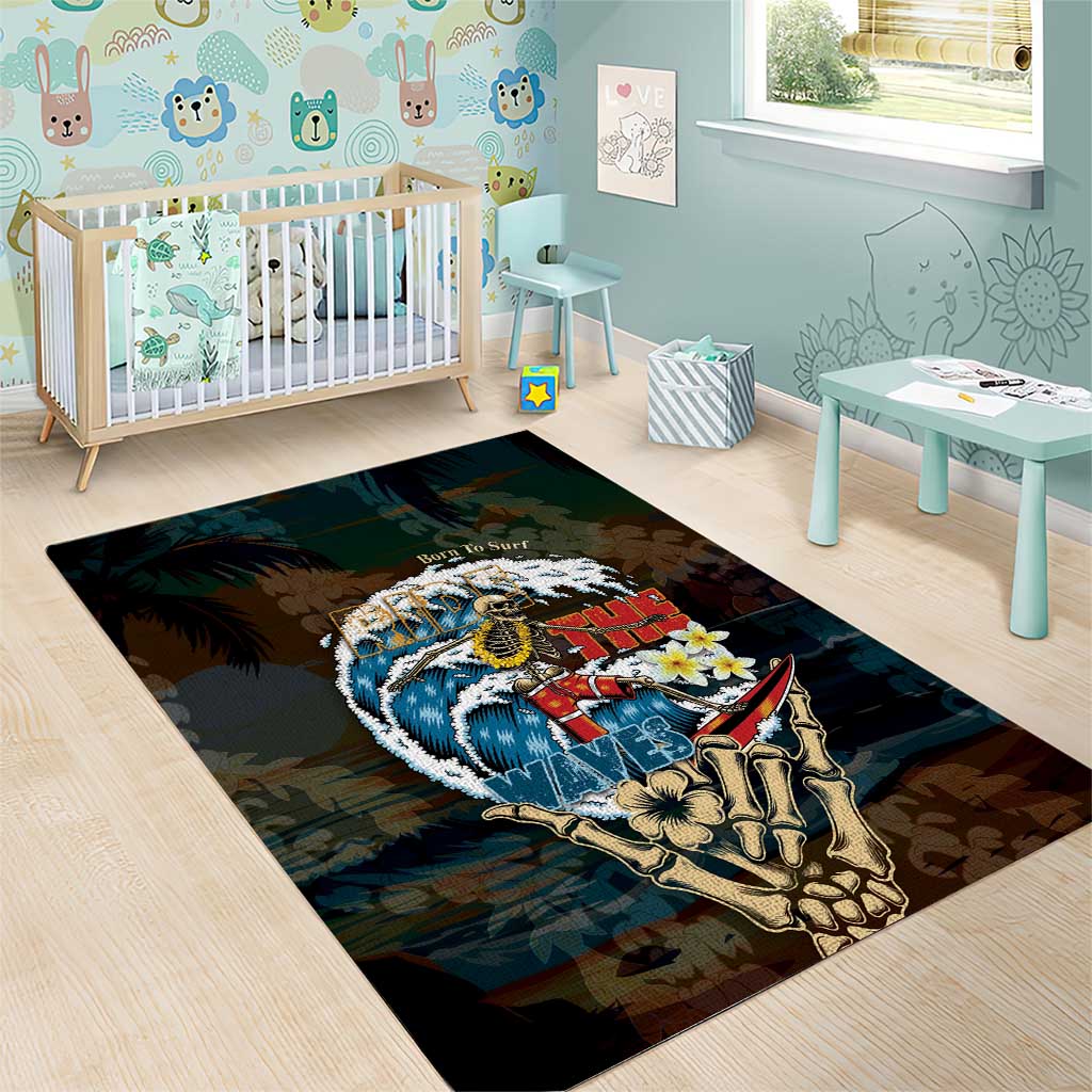 Aloha Hawaii Surfing Skull Area Rug Shaka Skeleton Ride The Waves - Polynesian Pride
