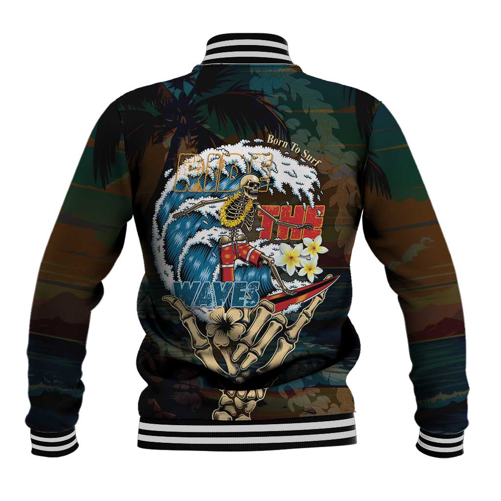 Aloha Hawaii Surfing Skull Baseball Jacket Shaka Skeleton Ride The Waves LT14 - Polynesian Pride