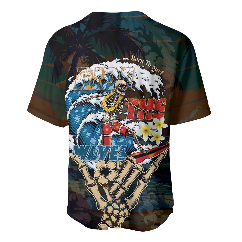 Aloha Hawaii Surfing Skull Baseball Jersey Shaka Skeleton Ride The Waves - Polynesian Pride