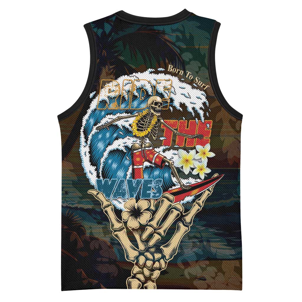 Aloha Hawaii Surfing Skull Basketball Jersey Shaka Skeleton Ride The Waves LT14 - Polynesian Pride