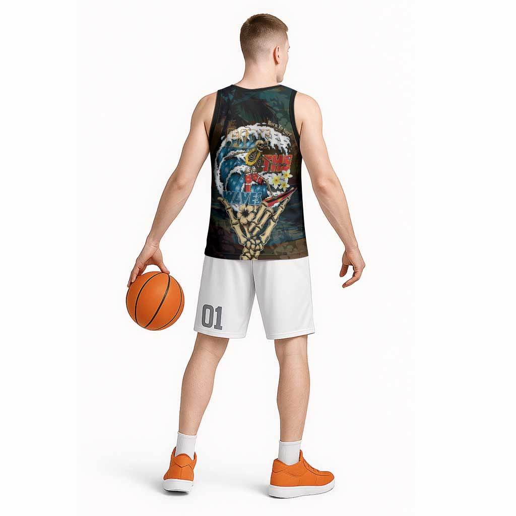 Aloha Hawaii Surfing Skull Basketball Jersey Shaka Skeleton Ride The Waves LT14 - Polynesian Pride