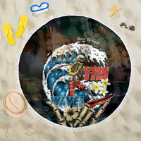 Aloha Hawaii Surfing Skull Beach Blanket Shaka Skeleton Ride The Waves LT14 One Size 150cm Black - Polynesian Pride