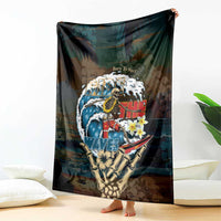 Aloha Hawaii Surfing Skull Blanket Shaka Skeleton Ride The Waves - Polynesian Pride